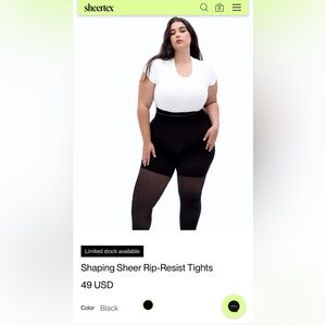 Sheertex Shaping Semi-Sheer Rip-Resist Tights Black NWT